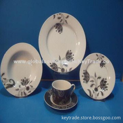 Fine Porcelain 20-piece Dinner Set in Rim-shaped with Decal